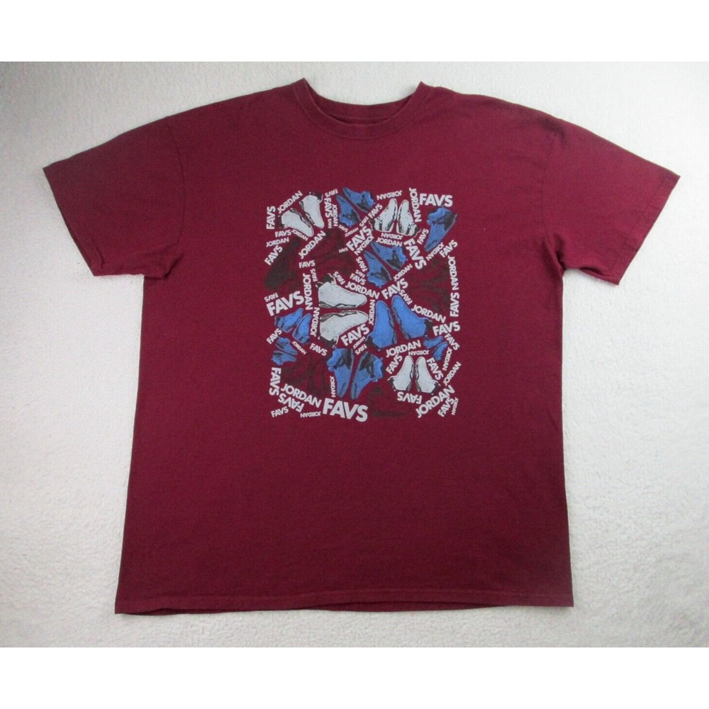 Air Jordan T Shirt Mens XXL Red Short Sleeve Favs Shoes Graphic Jumpman‎ 2XL